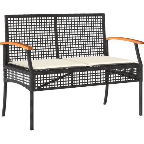 Banc de jardin,Banquette de jardin,Chaise avec coussin noir résine tressée et acacia CFW36983 (1/5)