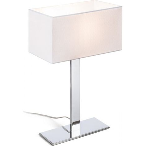 Lampada PLAZA M da tavolo bianco cromo 230V E27 42W