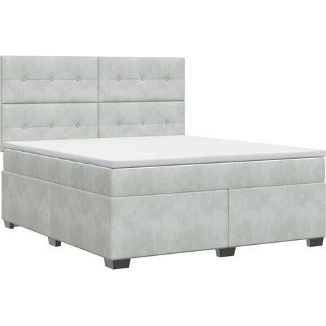 Maison Exclusive - Letto box spring con materasso Grigio Chiaro 140 x 190 cm (1/5)