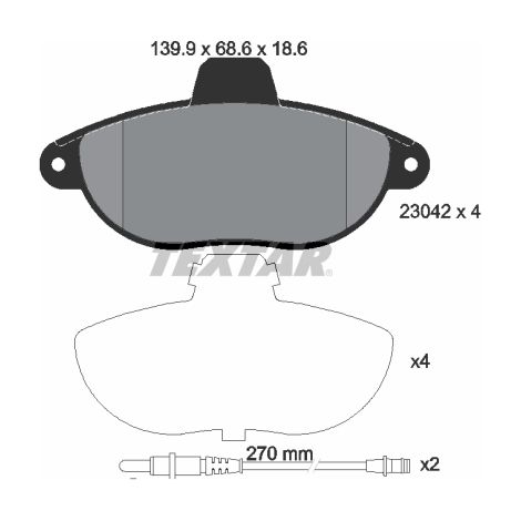 Kit de plaquettes de frein, frein à disque Textar 2304201 CITROËN 1617250580