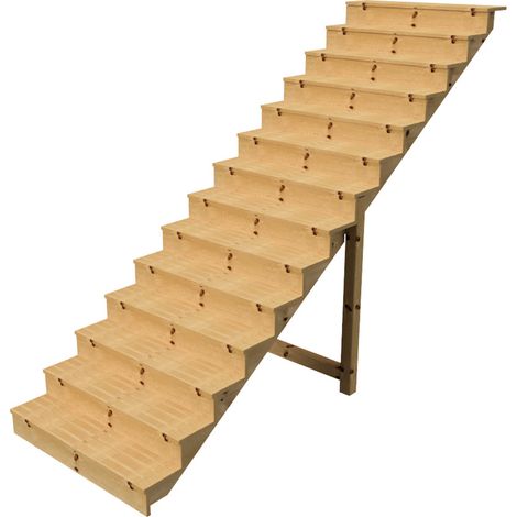 Außentreppe Holz Höhe 241cm 14 Stufen, Breite 120cm, MIT Setzstufen