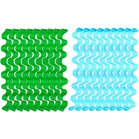 Lot de 40 Bigoudis Spirales pour Cheveux, Kit Coiffure sans Chaleur, Rouleaux à Boucler en Spirale, Tiges Flexibles pour Onduler (30 cm, Vert + Bleu) (1/5)