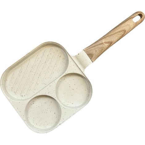 Poêle à œufs 3 compartiments compatibles induction pour crêpes et bacon Poêle À Crêpes Et Oeuf Antiadhésive Petit-Déjeuner Cuisine BBQ Grill Restaurant Sandwich (1/5)