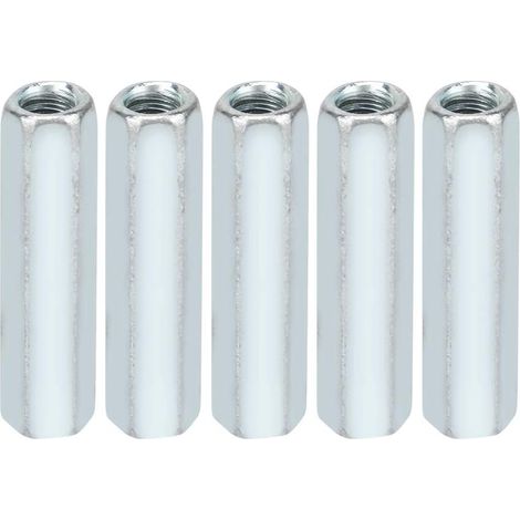 Écrou hexagonal à tige longue M6, paquet de 5 écrous de couplage hexagonaux M6 40, écrou hexagonal en acier au carbone galvanisé adapté aux appareils ménagers et de bureau (1/5)