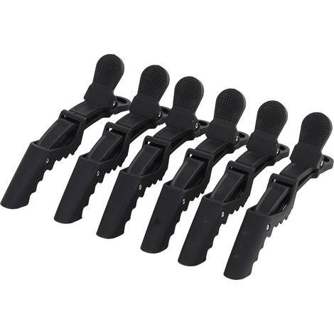6 pinces à cheveux de haute qualité en forme de mâchoire d'alligator givrée, pinces bec de canard, pinces à frange, exclusivité coiffeur. (1/5)