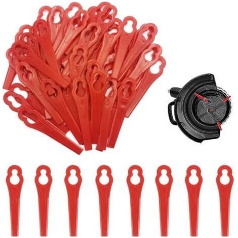 50 Pièces Lames en Plastique de Rechange pour Coupe-Bordures, Lames en Plastique, Lames de Grass Trimmer Brush Cutter, Tondeuse à Gazon en Plastique Lames, Coupe Bordure en Plastique Rouge H759 (1/5)