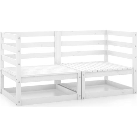 Lot de 2 Canapés d'angle Scandinaves,Sofa d'angle de jardin Blanc Bois de pin massif -Q6609 (1/5)