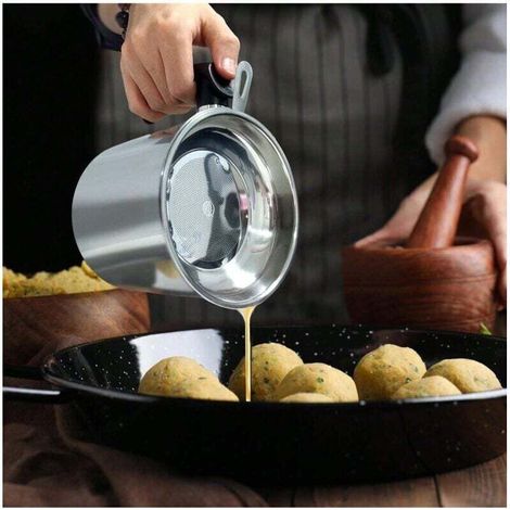 Récipient à graisse de bacon avec passoire, pot à huile de cuisine en acier inoxydable avec passoire et plateau de dessous de verre antidérapant pour stocker l'huile de friture de viande et la graisse
