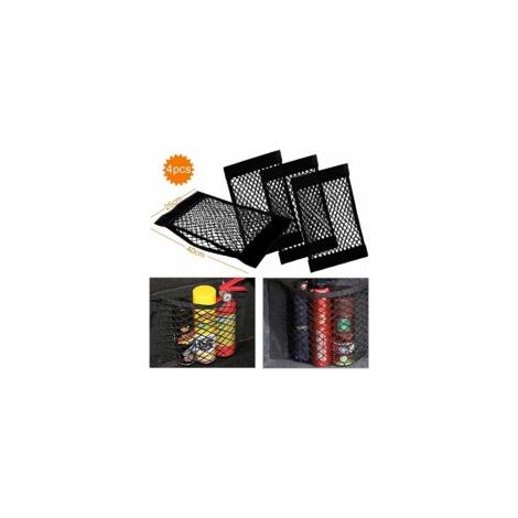 Rete portaoggetti per bagagliaio auto, 4 pezzi 40x25 cm, organizer per bagagliaio auto, borsa a rete con elastico e chiusura a strappo per bagagliaio auto - Fei Yu - Crezuo