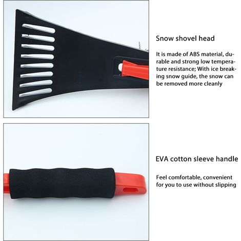 Brosse à neige 1 en 1 avec grattoir en caoutchouc, poignée en mousse, antigel, pelle à neige pour voiture, camion, SUV, monospace, pare-brise, grattoir à glace (1/5)