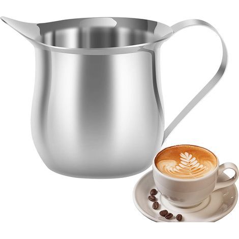 Pot à lait mousseur en acier inoxydable, 90 ml, bec verseur précis, pour lait, thé ou café, compatible lave-vaisselle. (1/5)