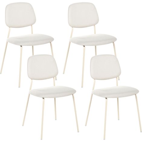 Conjunto de 4 sillas de comedor patas de hierro sin reposabrazos tapas para las patas diseño minimalista moderno apilables blanco crema Riley