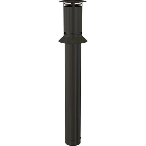 TEN – Terminal vertical télescopique noir 80/125mm – Conduit de fumée concentrique pour poêles à pellets – Longueur 580mm – Largeur 223mm – Inox-Acier