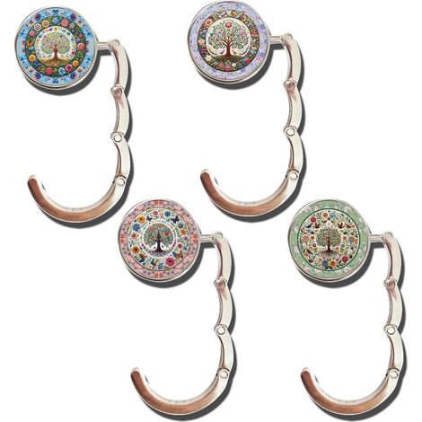Lebensbaum-Handtaschenhalter, tragbarer, faltbarer Haken, Tischhalter, elegantes und langlebiges Design, 4er-Pack