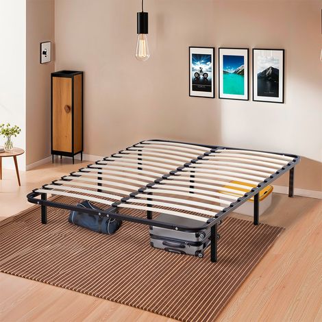 Sommier à lattes en métal 90x200 cm – Cadre tubulaire robuste – Lattes en bois multiplis pour soutien optimal – Montage facile en kit – Olympe