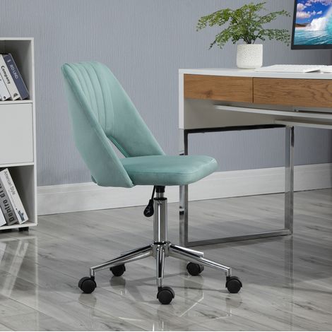 Silla de escritorio 49x60x79-91 cm verde en poliéster con altura regulable y giro 360° (1/4)