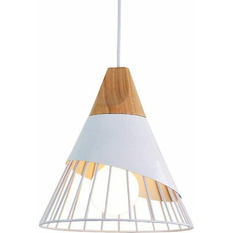 Rétro Metal Suspension en Métal Cage E27 Eclairage de Plafond , Industrielle Lustre Lampe Vintage Pendante Lumière Plafonnier Blanc, Ensoleillé