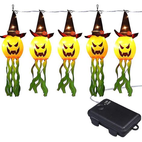 Décoration d'Halloween : Guirlande lumineuse citrouille sorcière effrayante 3m, Guirlande lumineuse chapeau de sorcière Flutteri (1/5)