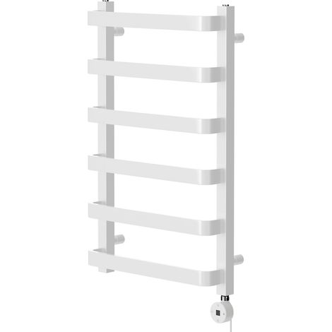 Milton White 800mm x 500mm Curved Digital Thermostatic Electric Heated Towel Rail (1/5)