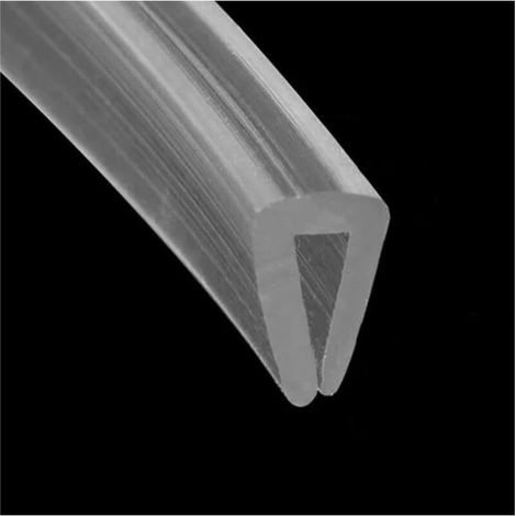 Bande d'étanchéité en caoutchouc pour profilé en U, 2 m (6,56 pi), profilé en silicone transparent pour bordure de 2 à 3 mm. (1/5)
