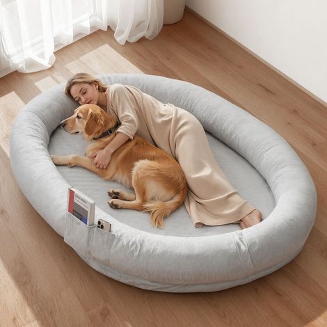 178x120x24 cm lit pour chien humain, panier géant pour chien en mousse à mémoire de forme, housse lavable (1/5)