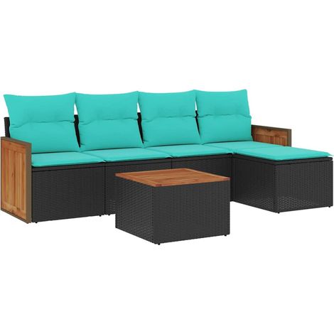 Maison Exclusive - Ensemble de canapé de jardin 6 pcs avec coussins noir résine tressée (1/5)