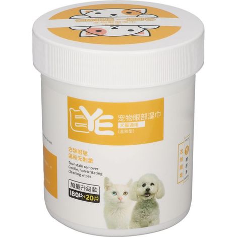 200 lingettes oculaires douces et hydratantes pour animaux de compagnie, nettoyant les taches lacrymales et assurant une hygiène optimale pour chats et chiens. (1/5)