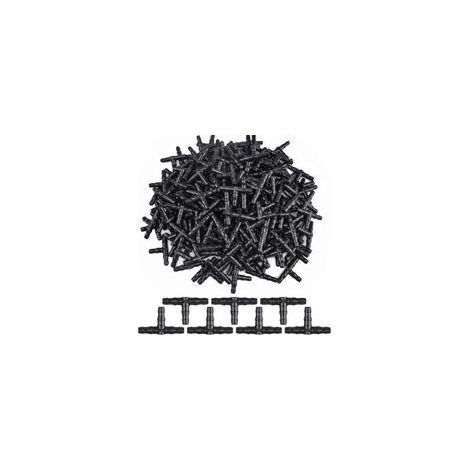 300 pièces de raccords en T triples pour irrigation goutte à goutte, adaptateurs et raccords pour tubes d’arrosage, tubes goutte à goutte crantés, diamètre 4/7 mm (1/5)