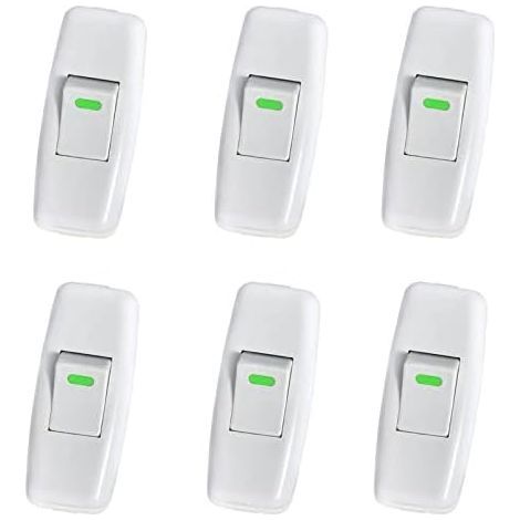 CSPARKV 3x6.5cm 6 Pack Interrupteur Lampe, Interrupteur Torpedo, Ligne Cordon Interrupteur, Interrupteur Lampe de Chevet, Interrupteur à Bascule en Ligne pour Lampe de Table de Chevet Remplacement du (1/5)