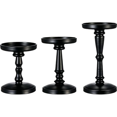 Rustic Black Iron Pillar Candlesticks (Black) (1/5)