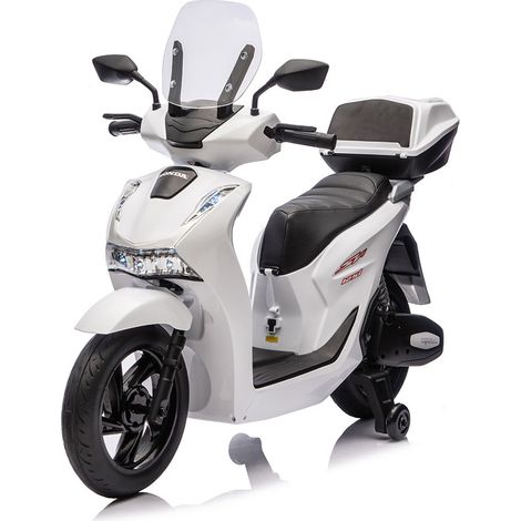 Scooter Elettrico per Bambini Licenza Ufficiale Honda SH125 12V con Ruote EVA e Sedile Pelle Bianco