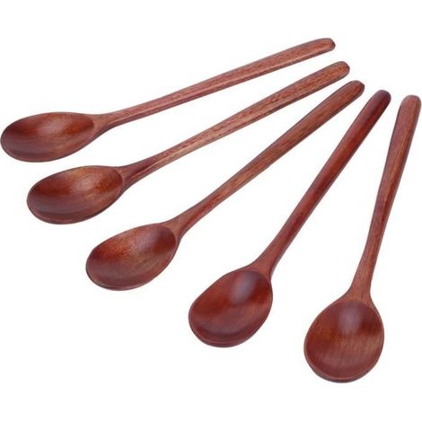cuillère japonaise 5 pièces cuillère en bois avec cuillère à soupe à long manche pour barbecue camping partie maison (1/4)