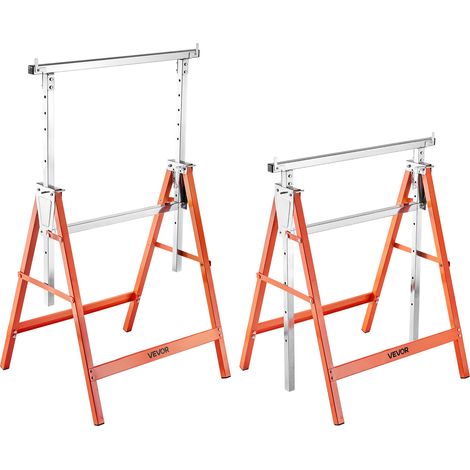 VEVOR Cavalletto Taglialegna Pieghevole Capacita di Carico 199,6 kg, Supporto Cavalletto Pieghevole Portatile Set da 2 pezzi Altezza Regolabile per Carpenteria Falegname, Supporto Banco da Lavoro