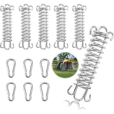 Boucles à Ressort pour Tente Tendeur Ressort Ressort en Acier pour Auvent Tendeur Voile Ombrage pour Camping en Plein Air Randonnée Voyage Pique Nique Tente de Plage Auvent (1/5)