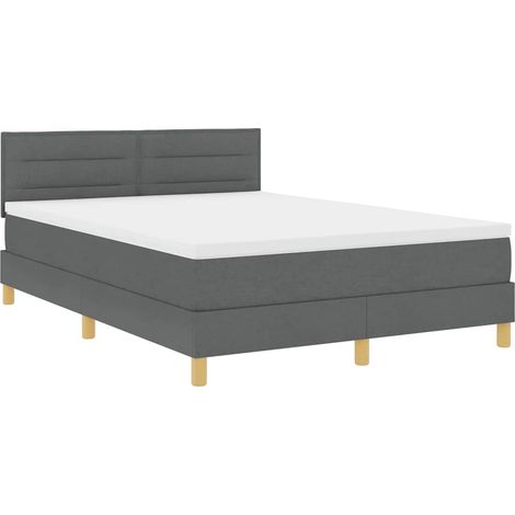 Maison Exclusive - LED Boxspringbett mit Kopfteil Dunkelgrau 140