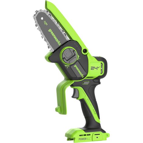 24V 10cm Mini Tronconneuse a Batterie, Scie à Chaîne à Batterie Sans Balais avec Système d'Huile Automatique, Vitesse de Coupe 7,8 m/s, Scie Électrique pour Branches d'Arbres, Seul l'Outil (1/5)