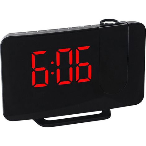 Réveil projecteur LED avec radio FM, fonction snooze et 4 niveaux de luminosité de rétroéclairage, idéal pour la chambre ou le bureau. (1/5)