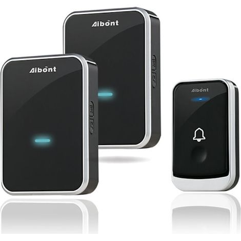 Sonnette sans fil, sonnette électronique étanche avec 2 récepteurs à brancher, portée de 150 m, 45 mélodies et 4 niveaux de volume pour la maison et le bureau.-AquaForge (1/5)