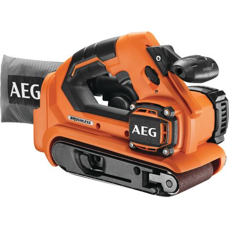 AEG – Ponceuse à bande brushless 18V – Vitesse jusqu'à 310 m/min – Largeur 75 mm – Longueur 457 mm – Système d'aspiration DEK26 – BHBS1875BL0