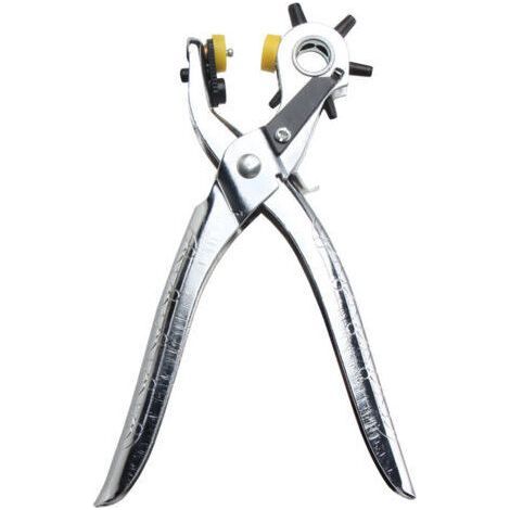 Outil de poinçonnage pour cuir avec œillets, 6 tailles robustes rotatives pour ceinture en cuir, rivets-Muntra
