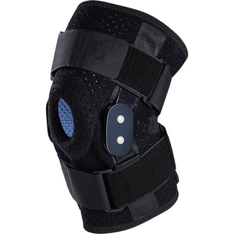 Rodillera - Rodillera articulada de compresión ajustable de una pieza, estabilizador de rótula abierto, XL, adecuada para el alivio del dolor articular. (1/2)