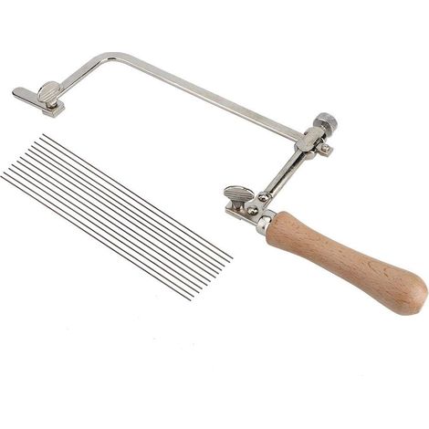 Scie a Chantourner Manuelle, Kit Fabrication Bijoux Scie Chantourner à Bijoux à Cadre Réglable Saw Jewelry Tool Making Cutting Wood Handle Equipment (Saw Bow+12 Saw Blade)