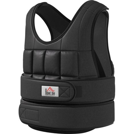 Gilet lesté de 30 kg avec 35 sacs de poids, réglable, pour l'entraînement de la force et le fitness. Matière : Oxford, métal noir, 60 x 50 cm. (1/5)