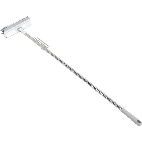 2 en 1 Balai Brosse Sol Manche Long Brosse à Joints Poils Rigides Brosse à Carrelage Pivotant 180° Pour Nettoyage Salle de Bain Cuisine Blanc (1/5)