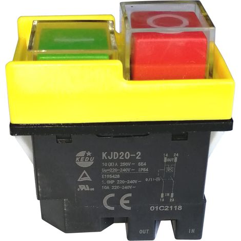 Interrupteur à Bouton-Poussoir - 1 Pièce - Boîtier Étanche - Arrêt d'Urgence Solénoïde - Outils Électriques - 4 Broches (1/5)