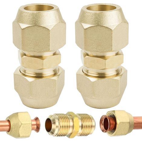 Raccord laiton 1/4" – 2 pièces – Connexion étanche pour climatisation – Résistance thermique – Filetage plomberie – Grasslin (1/5)