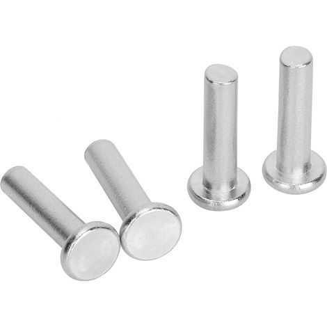 20 Rivets aluminium tête plate M6x25mm, solides GB867, lot de 20 pièces, fixation légère, usage général, diamètre 6mm, longueur 25mm, rivets pleins tête fraisée (1/5)