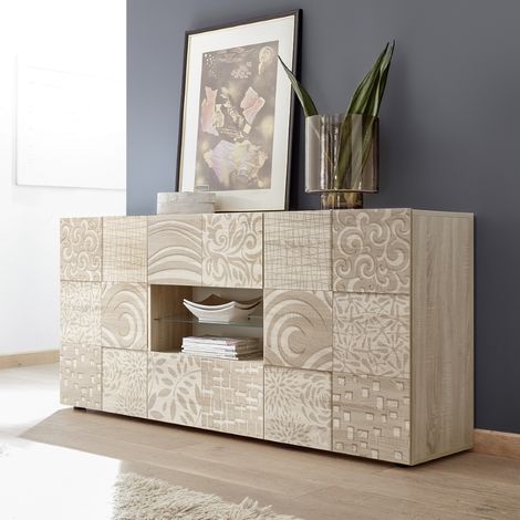 Enfilade moderne chêne clair 2 portes-2 tiroirs 180cm SARA (1/5)