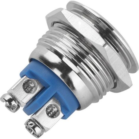 Naroote Interrupteur à Bouton-Poussoir momentané, Mini Interrupteur à Bouton-Poussoir en Métal, Ensemble de 5 Pièces 16 Mm en Métal (1/5)