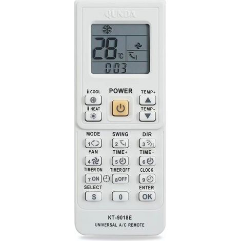 Télécommande universelle de climatisation et de chauffage - pour Midea/LG/Samsung/Panasonic KT9018E, 1pc (1/5)